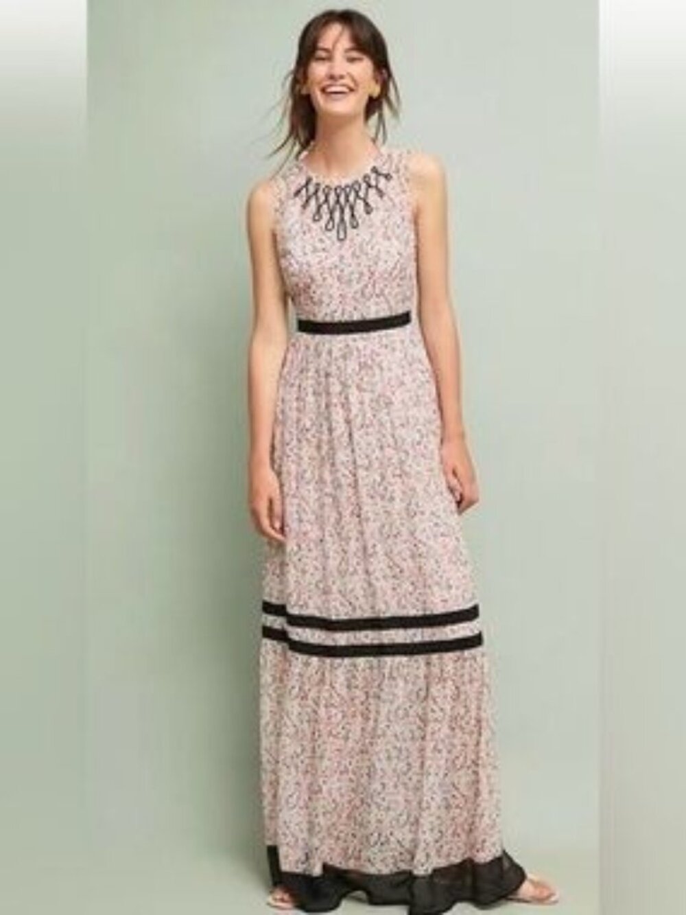 Tracy Reese Anthropologie Maxi Dress 2 X Small Floral